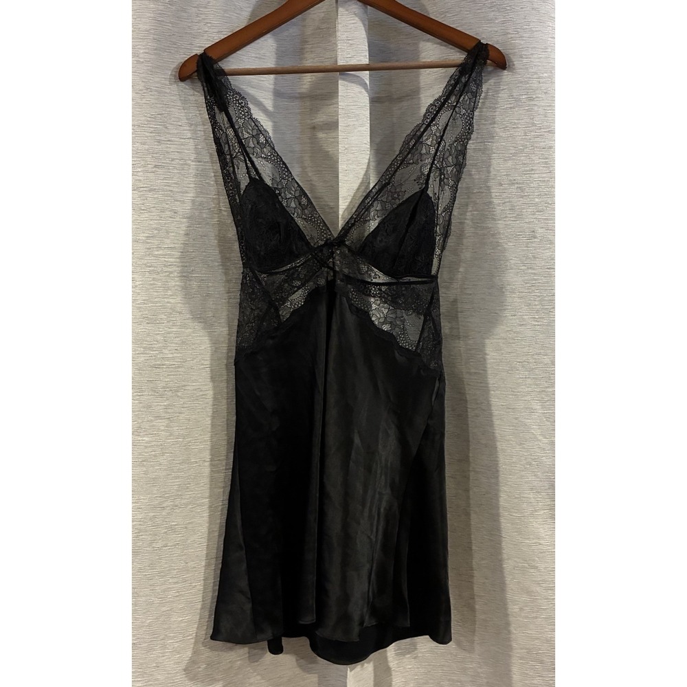 Victoria's Secret Black Lace Top Babydoll Lingerie Cami‎ Mini Dress Large